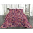 thumbnail image 2 of Ambesonne Leafy Design Quilted Bedspread Set 3 Pcs, Pop Art Colors Leaves, Queen, Magenta Pale Lilac Indigo, 2 of 4