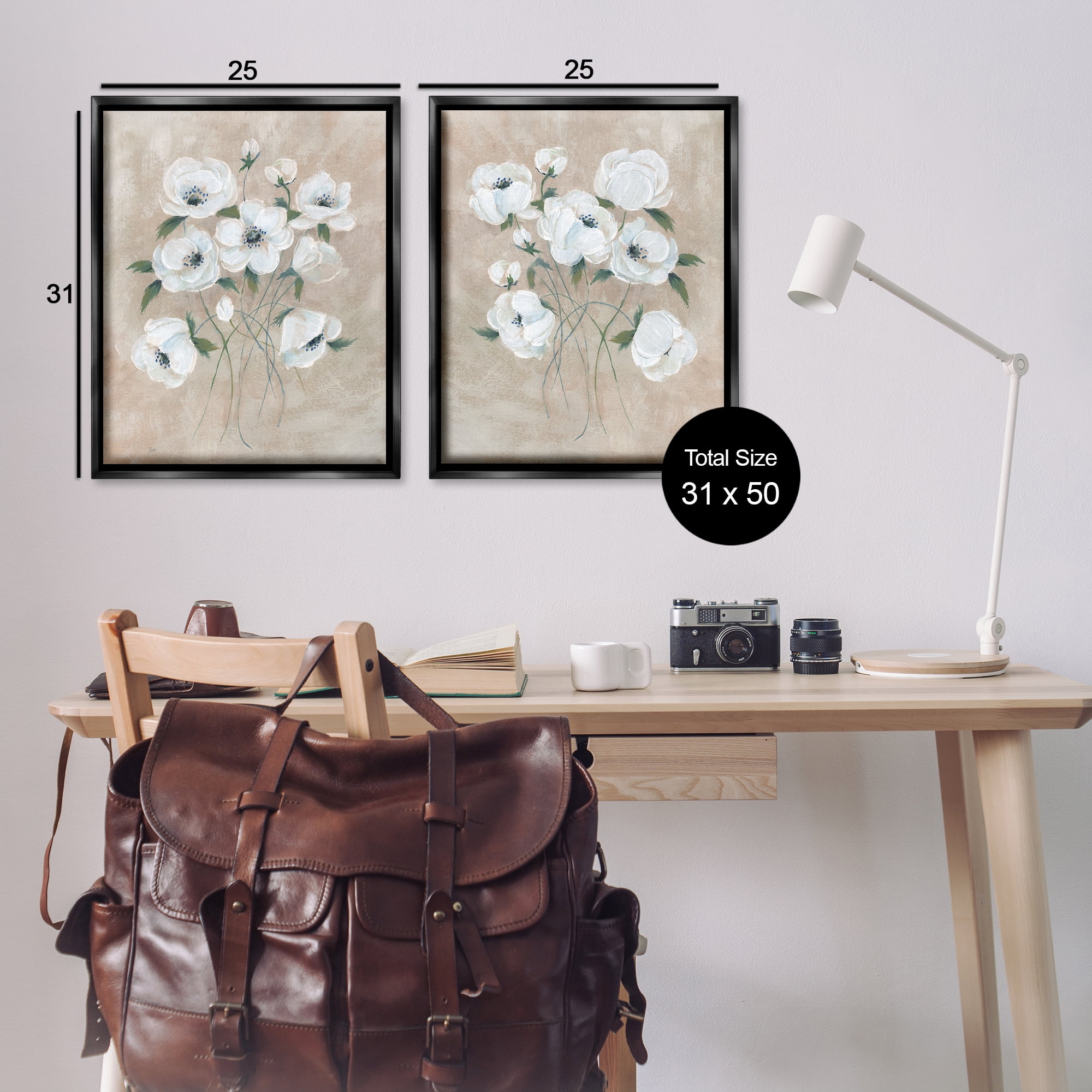 Stupell Industries Traditional Blossoms Bundle Plants & Flowers Painting Black Floater Framed Canvas Art Print Wall Art, 31 x 25, Set of 2