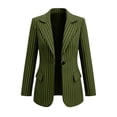 thumbnail image 7 of Striped Blazer For Women, Long Sleeve Button Down Suit Jacket, Casual Collared Work Blouse, Business Casual Office Coat, Trendy Career Wear Army Green L, 7 of 7