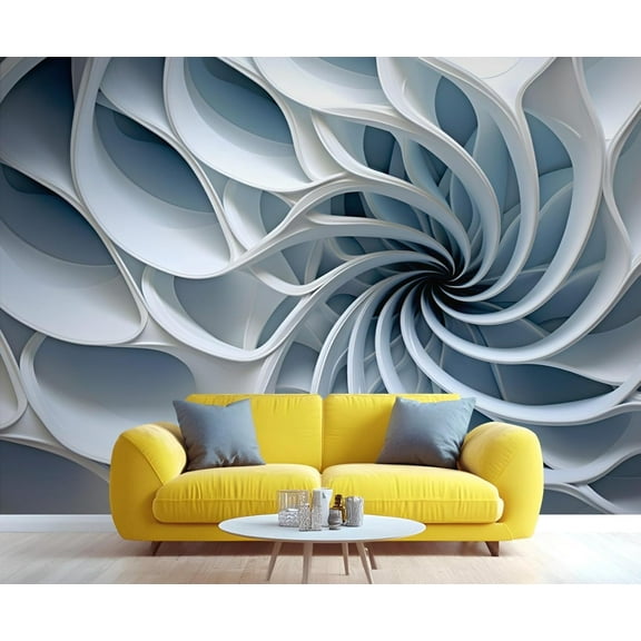 Optical Illusion Wall Mural, 3D Geometric Murals For Living Room, Modern Fashion Large Wall Murals, Solid Geometry Hd Photo, Geometry Home Decor & Gift 79"W x 55"H (Not Peel and Stick)