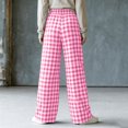thumbnail image 5 of Asxite Womens Pajama Pants Plaid Print Elastic Waist Straight Leg Loose Breathable Bottoms, 5 of 7