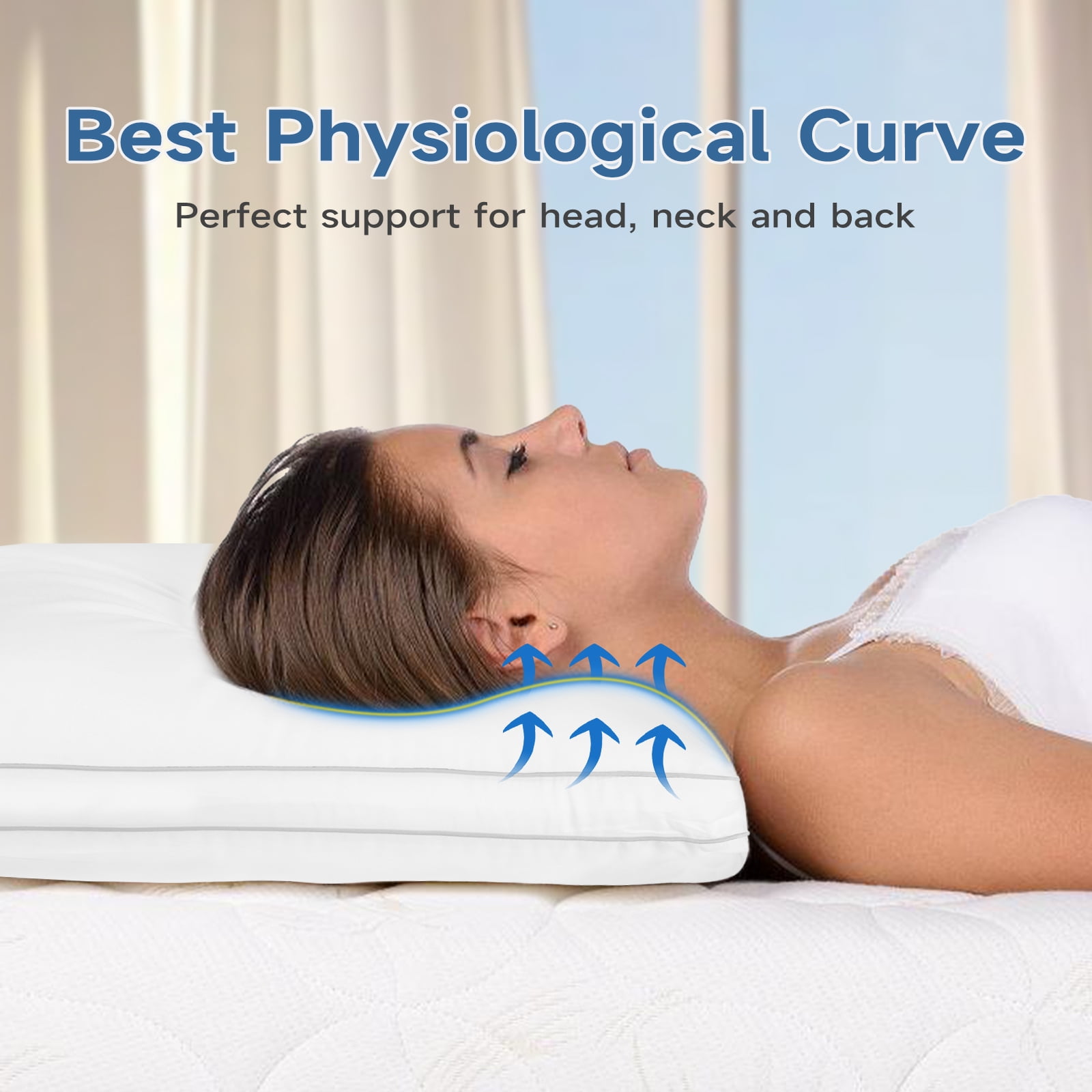 Pillows Queen Size Set of 2, Bed Pillows 2 Pack Hotel Quality, Gusseted Pillow for Back, Stomach or Side Sleepers, Double-Piping Seam Down Pillow