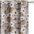 thumbnail image 2 of Vargottam Bold Floral Mosaic Design Blackout Curtains - Set of 2 Panels, 52 x 84 Inches Each - Light Blocking & Thermal Insulated Drapes with Grommet Top for Bedroom & Living Room - Brown, 2 of 9