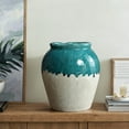 thumbnail image 2 of LuxenHome Green and White Stoneware 11.4-Inch Tall Indoor and Outdoor Jar Vase, 2 of 8