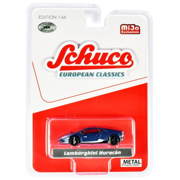 Lamborghini Huracan Matt Dark Blue with White Stripes "European Classics" Limited Edition to 2400 pieces Worldwide 1/64 Diecast Model Car by Schuco