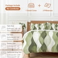 thumbnail image 6 of 3 Piece Sage Green Stripes Duvet Cover Set Queen Size, Microfiber Comforter/Quilt Cover with Corner Ties and 2 Pillowcases, Retro Farmhouse Abstract Ripple All Season Soft Bedding with Zipper Closure, 6 of 8