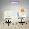 thumbnail image 3 of Criss Cross Legged Chair Ergonomic Home Office Desk Chair with Casters, Armless Wide Comfy Computer Task Seat Swivel Rolling Vanity Chair with Height Adjustable and Rocking Function, Beige, 3 of 9