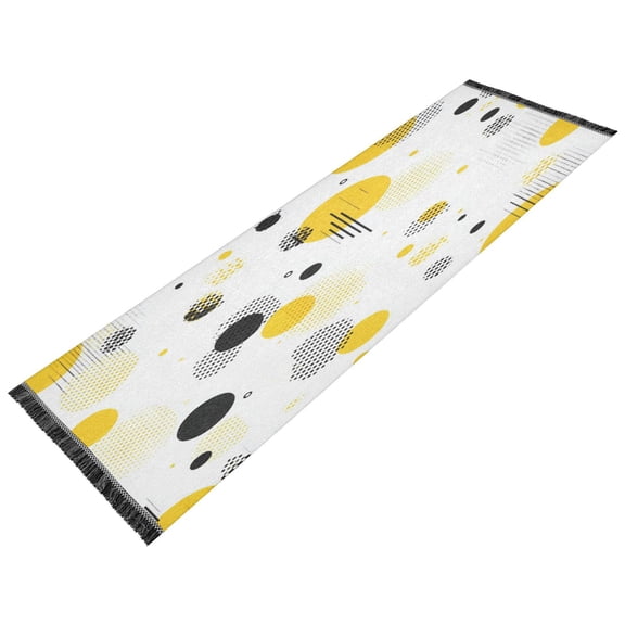 Vintage Modern Runner Rug,Non Slip Machine Washable 72"x23.5" Polyester Material Pet-Friendly Durable,Applicable to Entryway Rug Living Room Rug Yellow and Black Dots
