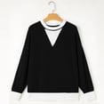 thumbnail image 5 of Women's Casual Loose Colorblock Round Neck Long Sleeve Twisted Stripe Sweatshirt, Stylish Fall Winter Fashion with Soft Material and Unique Design for Daily Wear,Black,2XL, 5 of 8