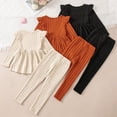 thumbnail image 3 of WXFAZCVU Girls Clothes Set 3 Pack Long Sleeve Ruffle Top and Pants Fashion Fall Outfits Size 6-7 Years, 3 of 5