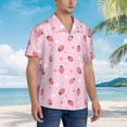 thumbnail image 5 of Balery Floral Strawberr Print Men's Hawaiian Shirts Short Sleeve Beach Shirt Relaxed Fit Vacation Button Down Shirts-Large, 5 of 9