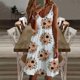 thumbnail image 2 of Vestido sin mangas con estampado floral sin mangas con cuello en V de cintura media de verano de moda sexy para mujer Pompotops ghjkhdj8699, 2 of 5