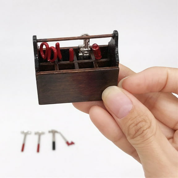 LEORX Mini Tool Sets 4.6X0.9In Square Design for Dollhouse and Home Decoration 1 Set