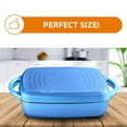 thumbnail image 4 of Bruntmor 2-in-1 Pre-seasoned Cast Iron Pan with Grill and Casserole Dish with Lid, Dual Handles, Whale Blue, Enameled Cast Iron Cookware Set for Braising Dishes, 4 of 6