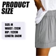 thumbnail image 2 of Pantalones cortos de verano para mujer Pantalones casuales elásticos con bolsillo con botones y cintura alta de color liso, 2 of 5