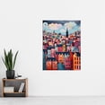thumbnail image 4 of Edinburgh Cityscape Stylised Oil Painting Pink Blue Cloudy Scottish City Skyline Extra Large XL Wall Art Poster Print, 4 of 5