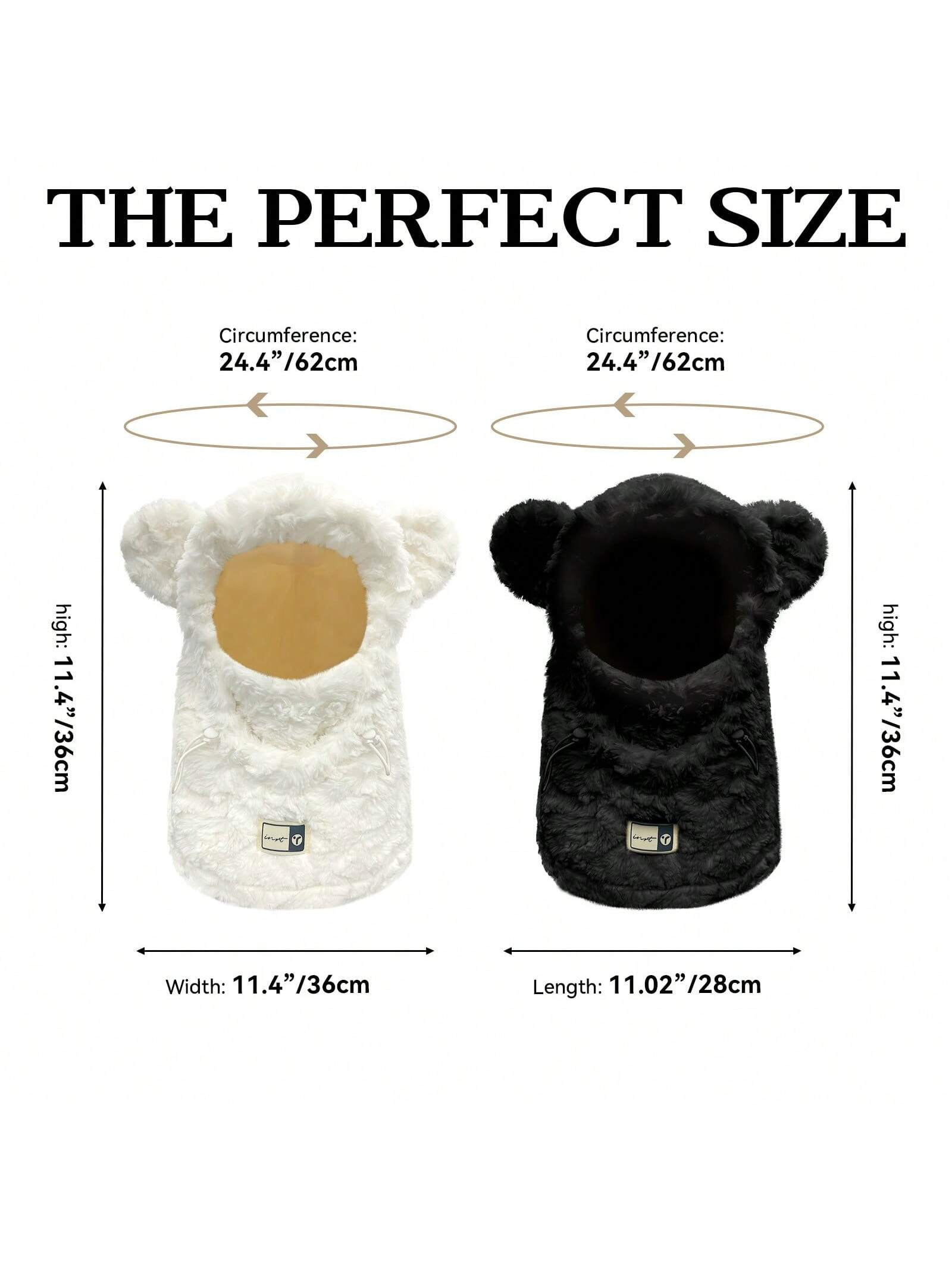Women's Faux Fur Bear Ear Balaclava Hat Winter Warm Full-Face Cover Cute Plush Ski Mask