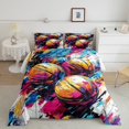 thumbnail image 2 of Feelyou Basketball Sports Teens Queen Comforter Set, Splash Watercolor Bedding Sets, Simple Graffiti Style Reversible Bedding Comforter Set, Microfiber Bedroom Decor, 3-Piece, 2 of 8