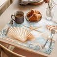 thumbnail image 3 of Coastal Placemats Set of 8 Nautical Beach Shell Starfish Coral Ocean Place Mats Indoor Wipeable Table Mats Washable Cloth Dining Table Placemats for Kitchen Holiday Party Home Decor 13x19 Inch, 3 of 9
