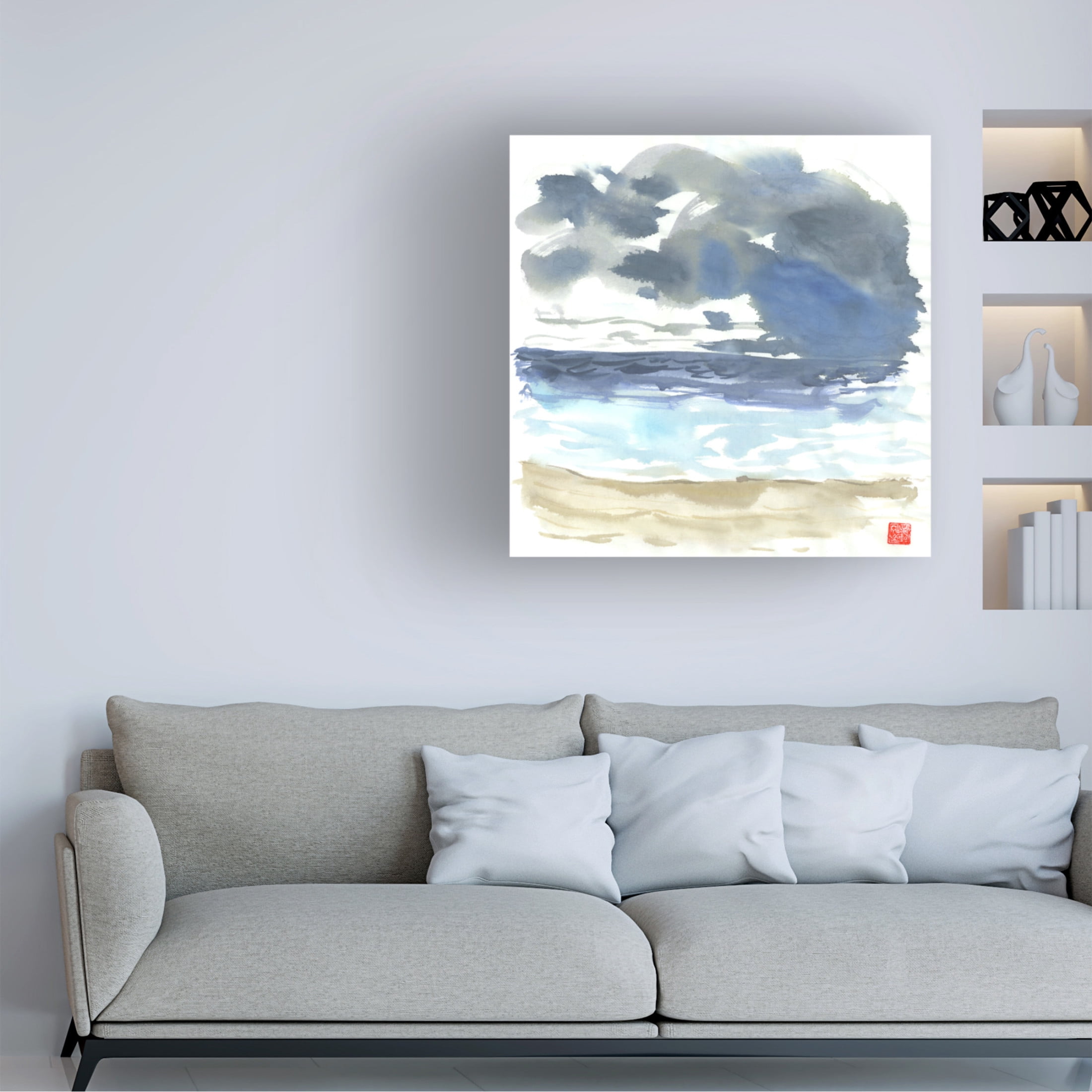 Canvas Wall Art - Randy Noble Fine Art 'Oceans Rain' Wall Art for Living Room, Bedroom, or Office Décor by Trademark Fine Art - 24 x 24 Inches