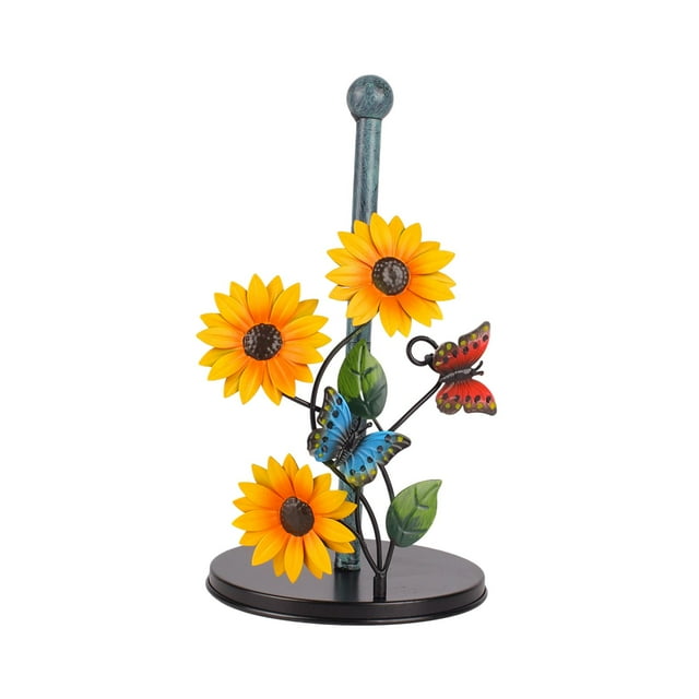 Elegante porta rollos de papel con forma de girasol, de hierro, para servilletas de estilo rústico. Mariposa