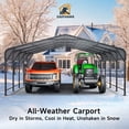 thumbnail image 4 of EASYHAWK 20x20 FT Heavy Duty Galvanized Steel Carport - Outdoor Metal Carport Vehicle Shelter for Cars, Trucks, SUVs, Boats & Tractors, 4 of 10