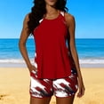 thumbnail image 2 of Qingpeng Women's Two Piece Tankini Swimsuit Set Independence Day Printed Built in Bra Tank Top Boyshort Bottoms with Pockets, 2 of 7