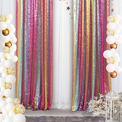 Sequin Curtains 2 Panels 2FTx8FT Glitter Backdrop Sequin Photo Backdrop Wedding 