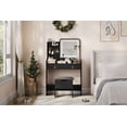 thumbnail image 1 of Makeup Vanity Table with LED Lighted Mirror, Vanity Table Set with 2 Drawer & Charging Station, Small Vanity Desk Set with Storage Stool, Femal Gift, 1 of 9