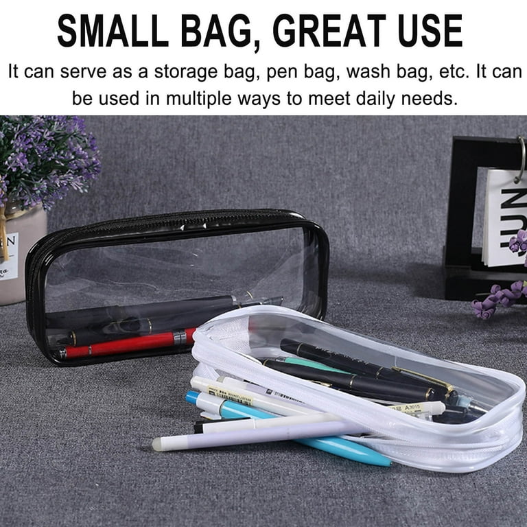 Herrnalise Clear PVC Zipper Pencil Bag Toiletries Exam Pen Pencil
