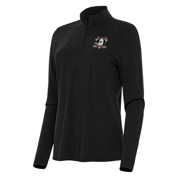 Women's Antigua  Heather Black Anaheim Ducks Bright Quarter-Zip Top
