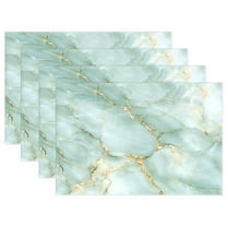Ryvnso Placemats Set of 4 Green Golden Marble Dining Mats Heat-Resistant Non-Slip Washable Table Mat