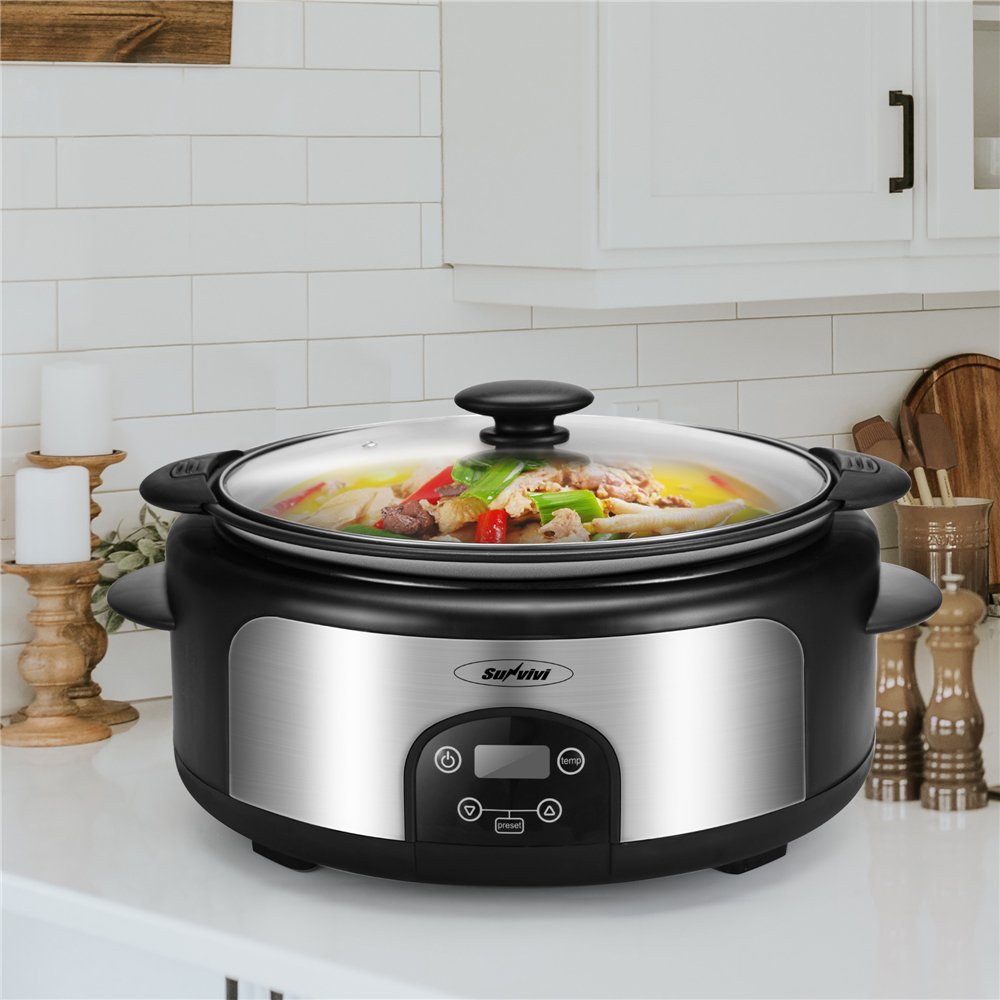6Quart Crock Pot & Digital Programmable Slow Cooker with Locking Lid