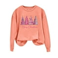 thumbnail image 2 of Women's Pink Christmas Tee Tops,Womens Christmas Pink Pullover Tops Novelty Funny Santa Xmas Tree Graphic Sweatshirt Loose Casual Long Sleeve Crewneck Shirt, 2 of 4