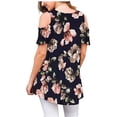 thumbnail image 3 of MYLookk Women Casual Cold Shoulder T Shirt Short Sleeve Loose Swing Tunic Tops Blouse, 3 of 8