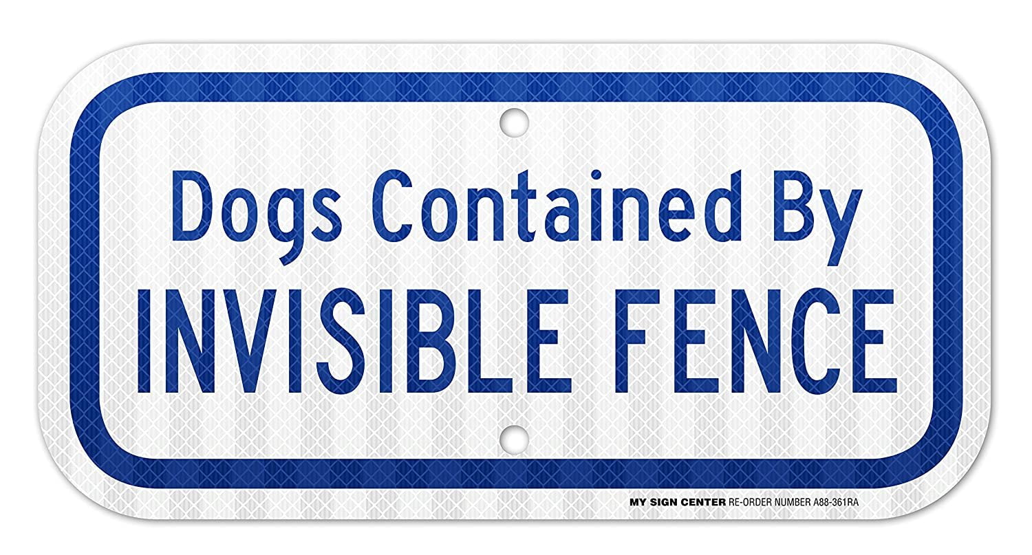 Dogs Contained by Invisible Fence Laminated Sign Electric Fence