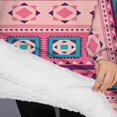 thumbnail image 3 of Oversized Wearable Blanket Hoodie,Pink and Teal Geometric Boho Pattern Sherpa Blanket Hoodie with Super Pockets,Super Warm Fuzzy Pullover for Women & Men, 3 of 6