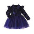 thumbnail image 1 of Odeerbi Niñas Terciopelo Tul Vestidos Otoño Invierno Ruffle Vestido Niños Navidad Felpa Manga Larga, 1 of 7