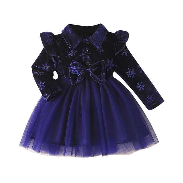 Odeerbi Niñas Terciopelo Tul Vestidos Otoño Invierno Ruffle Vestido Niños Navidad Felpa Manga Larga