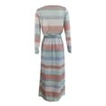 thumbnail image 4 of ZHOGXU Women's Dress Long Sleeve V Neck Striped Print Drawstring Fashion Comfortable Dresses With Pockets For Casual Daily Wear,Pink,Xxxl, 4 of 5