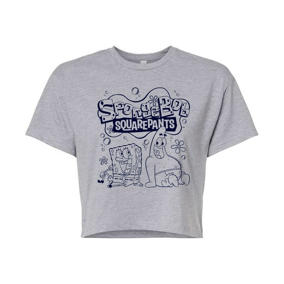 SpongeBob SquarePants - Spongebob Patrick Logo - Juniors Cropped Cotton Blend T-Shirt