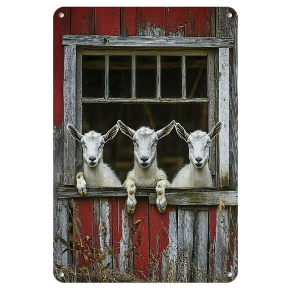 1pc Rustic Farmhouse Goat Metal Wall Art - Iron Plaque, 8x12 Inches, Indoor/Outdoor Decor for Home, Bar, Cafe, Garden - Charming Animal Sign