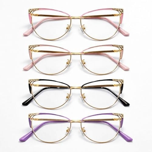 4 Pack Cat Eye Blue Light Blocking Glasses for Women, Fashion Computer Screen Eyeglasses