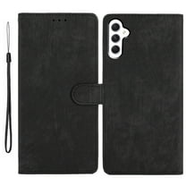 Allytechgroup Wallet Phone Case for Samsung Galaxy A15 with Credit Card Slot, PU Leather Slim Lightweight Flip Case with Lanyard Shockproof Protective Bumper for Women Girls, Black