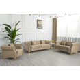 thumbnail image 3 of Hybition 3-Pieces Living Room Set Modern Velvet Sofa Set & Golden rivets-Beige, 3 of 7
