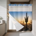 thumbnail image 4 of Desert Cactus No Hook Shower Curtain with Snap in Liner Sunrise Plant Nature Landscape Modern Waterproof Bathroom Shower Curtain with See Through Top Window for Bathtub 72" x 72", 4 of 9