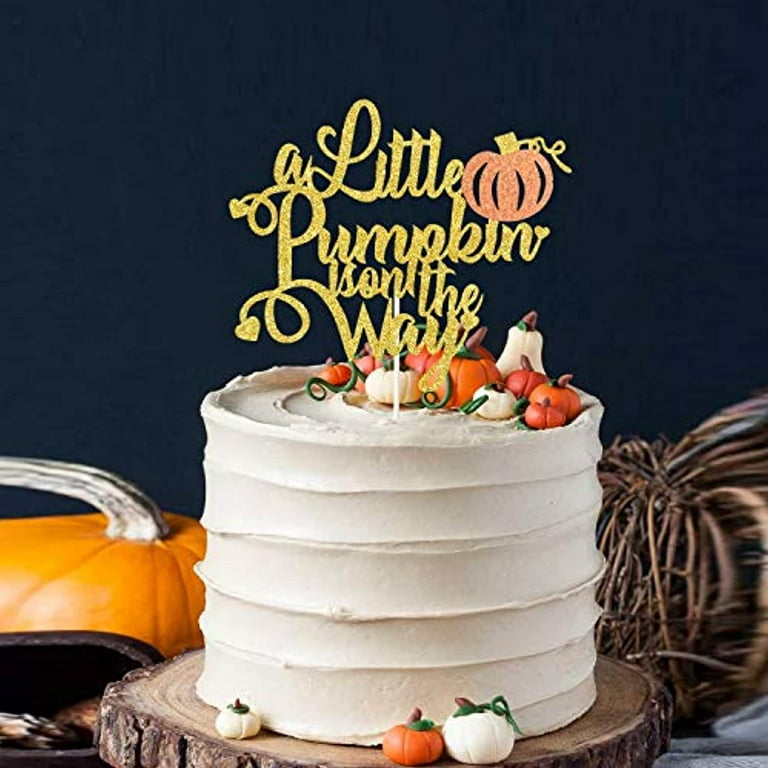 Little Pumpkin Is On The Way Cake Topper, Pumpkin Cake Topper For Fall Baby  Shower Gender Reveal Party Decorations Autumn Baby Announcement Supplies 