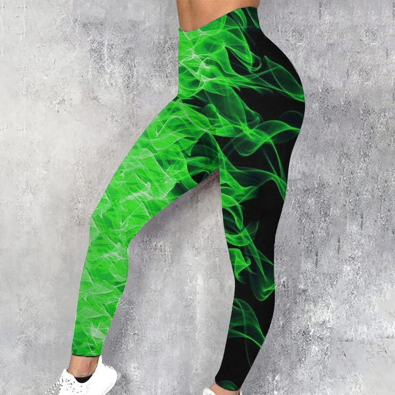 REORIAFEE Camo Leggings for Women High Waisted Scrunch Butt Athletic Leggings  Green Flame Printed Yoga Pants Soft Opaque Slim Exercise Pants for Running  Workout Elastic Tights Green 3XL 