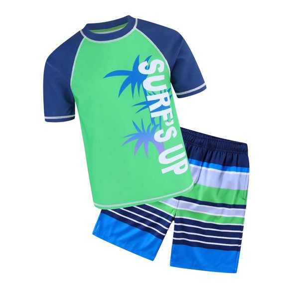 Boys Outfits 2 Piece Graphic Print Short Sleeve Crew Neck T-Shirt Top And Shorts Vacation Boys' Clothing Sets Size 3-4 Years