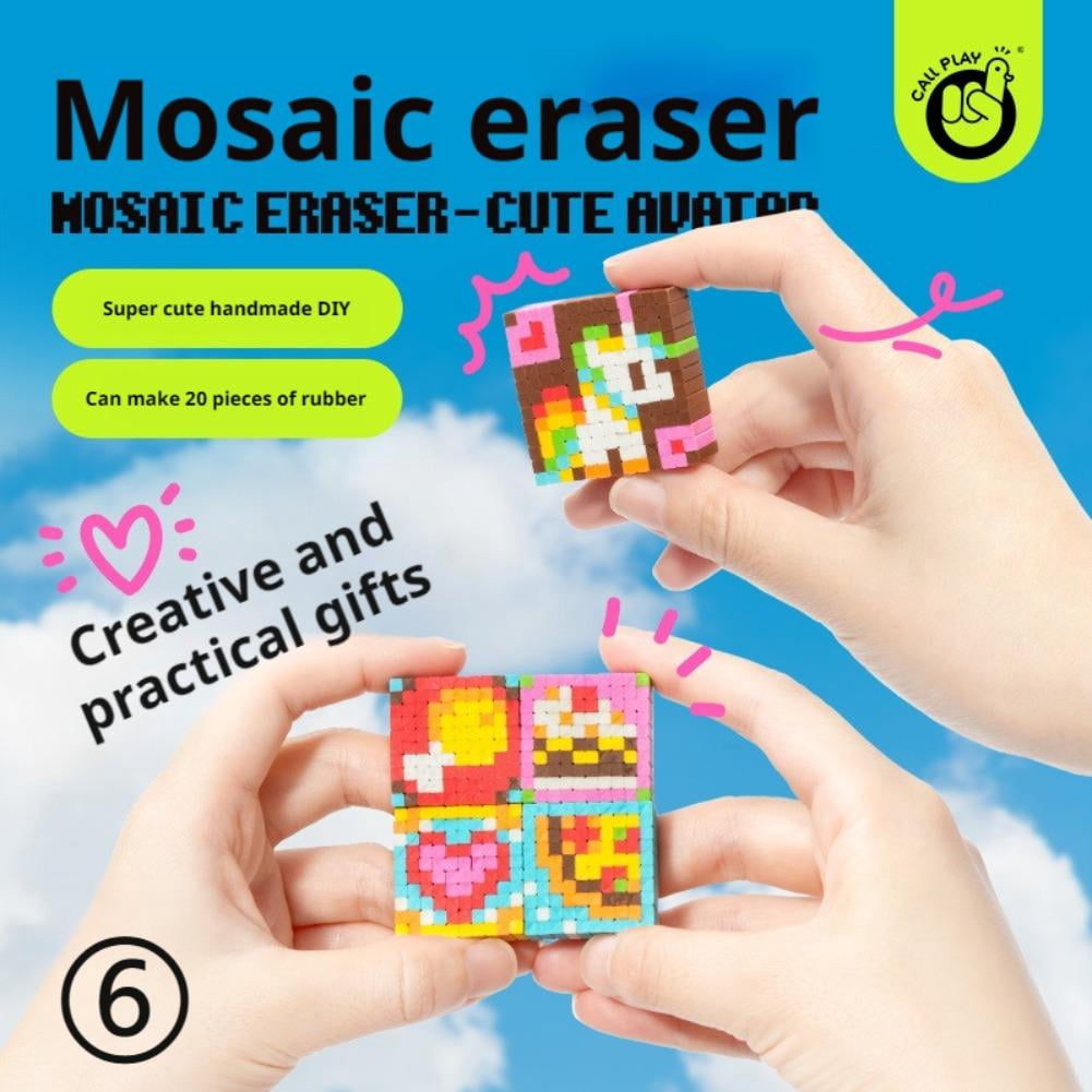 DIY Mosaic Eraser Craft Kit , Creative Puzzle Eraser Set with Cute Character Themes, Educational Stationery Toy for Fine Motor Skills, Classroom Rewards & Birthday Gifts, Multicolor